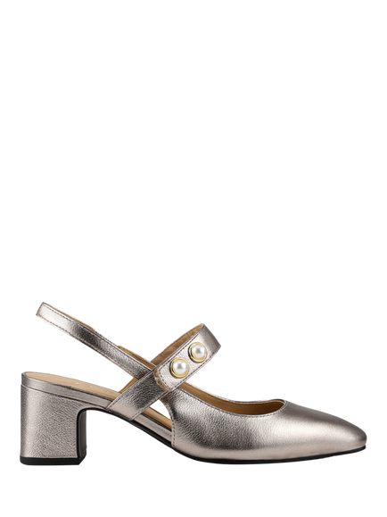 Jones Bootmaker Xeneva Leather Slingback Mary Jane Sandals, Silver, Silver