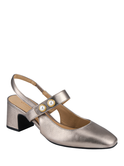 Jones Bootmaker Xeneva Leather Slingback Mary Jane Sandals, Silver - view 2, Silver