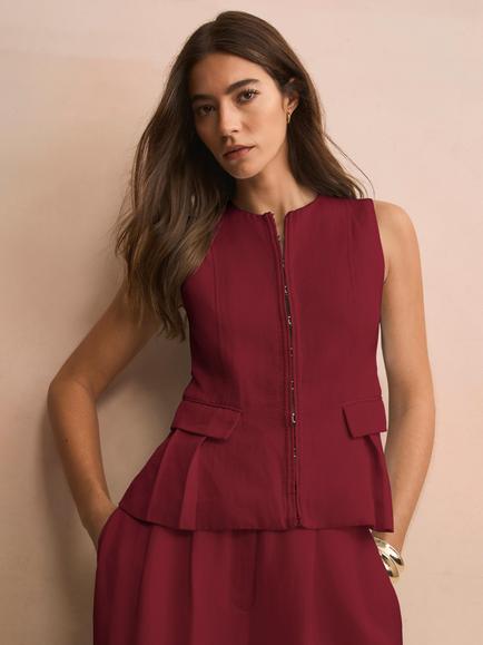 Mint Velvet Tie Back Waistcoat, Burgundy, Red Burgundy