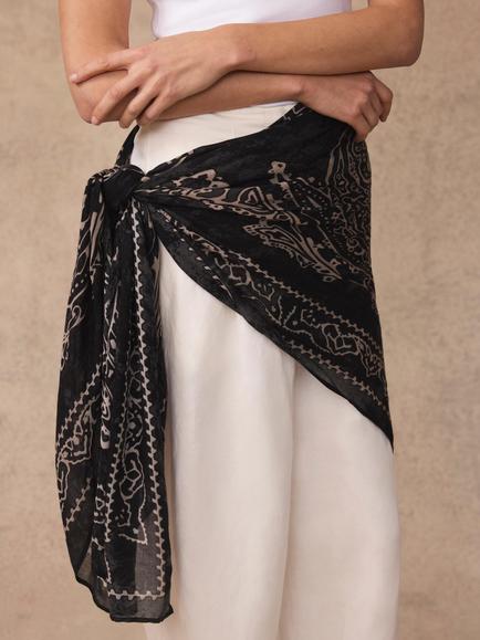 Mint Velvet Bandana Print Scarf, Black/Multi - view 2, Black/Multi