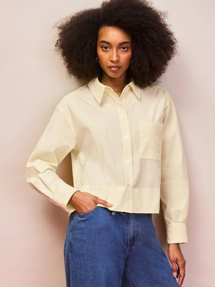 Ro&Zo Pocket Detail Cropped Shirt, Yellow, Yellow