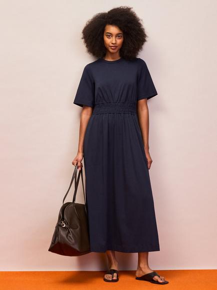 Ro&Zo Petite Elasticated Waist Detail Dress, Navy, Navy