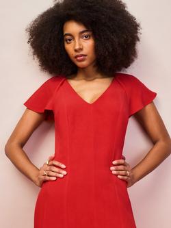 Ro&Zo Flutter Sleeve Midi Dress, Red - view 2, Red