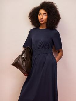 Ro&Zo Elasticated Waist Detail Midi Dress, Navy - view 2, Navy