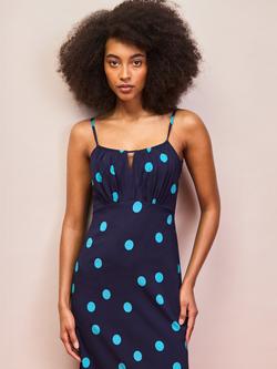 Ro&Zo Spot Keyhole Dress, Blue - view 2, Blue