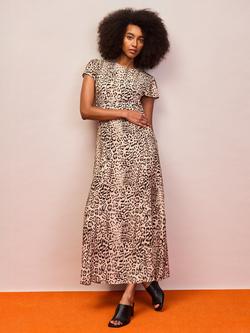 Ro&Zo Leopard Print Seam Detail Midi Dress, Brown Multi, Brown Multi