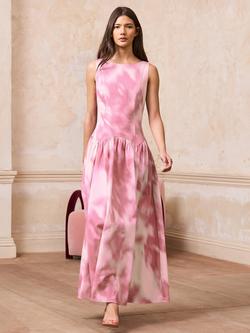 Ro&Zo Frankie Blurred Drop Waist Maxi Dress, Pink, Pink
