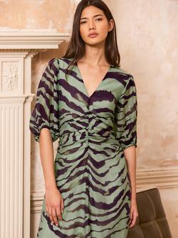 Ro&Zo Chloe Zebra Print Midi Dress, Green - view 2, Green