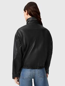 AllSaints Clay Relaxed Fit Leather Jacket, Black - view 2, Black