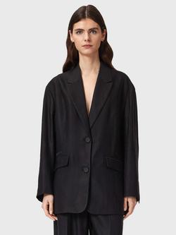 AllSaints Charley Linen Blend Blazer, Black, Black