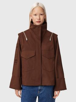 AllSaints Leighton Zip Detail Jacket, Penny Brown, Penny Brown
