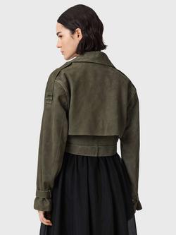 AllSaints Ophelia Suede Jacket, Green - view 2, Green
