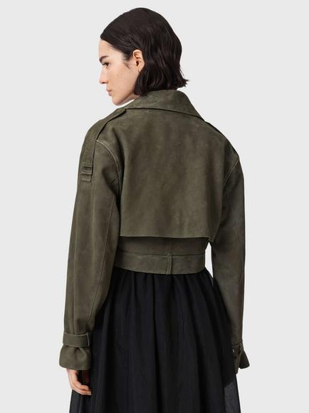 AllSaints Ophelia Suede Jacket, Green - view 2, Green