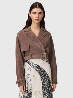 AllSaints Ophelia Suede Jacket, Brown, Brown