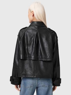 AllSaints Reya Cropped Pure Leather Jacket, Black - view 2, Black