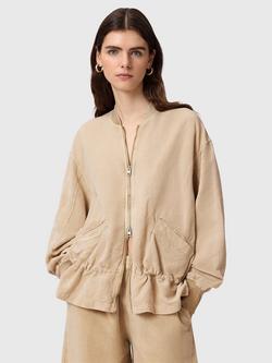 AllSaints Sofi Collarless Jacket containing TENCEL™ Lyocell, Sand Brown, Sand Brown