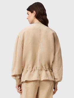 AllSaints Sofi Collarless Jacket containing TENCEL™ Lyocell, Sand Brown - view 2, Sand Brown