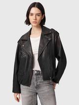 AllSaints Samina Leather Biker Jacket, Black/Brown