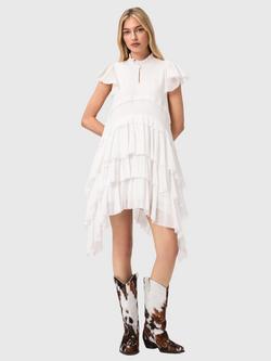 AllSaints Cavarly Tiered Ruffle Dress, Chalk White