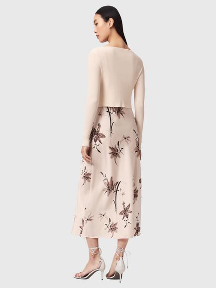 AllSaints Hera 2-in-1 Floral Dress containing LENZING™ ECOVERO™ Viscose, Petra Cream - view 2, Petra Cream