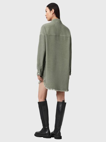 AllSaints Hettie Shacket Mini Dress, Green - view 2, Green