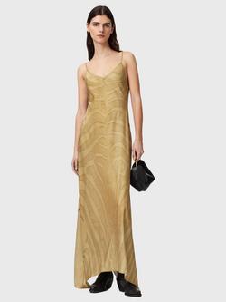 AllSaints Leona Animal Print Maxi Dress, Gold/ Multi, Gold/ Multi