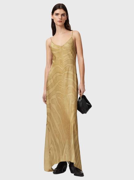 AllSaints Leona Animal Print Maxi Dress, Gold/ Multi, Gold/ Multi