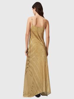 AllSaints Leona Animal Print Maxi Dress, Gold/ Multi - view 2, Gold/ Multi