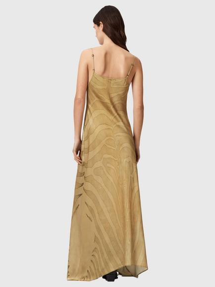 AllSaints Leona Animal Print Maxi Dress, Gold/ Multi - view 2, Gold/ Multi