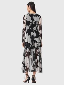 AllSaints Loria Cowl Neck Floral Dress, Black/Multi - view 2, Black/Multi