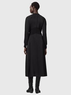 AllSaints Roya Keyhole Neck Midi Dress, Black - view 2, Black