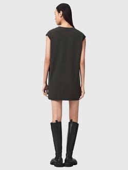 AllSaints Wild Brooke Graphic T-Shirt Mini Dress, Grey Mid - view 2, Grey Mid