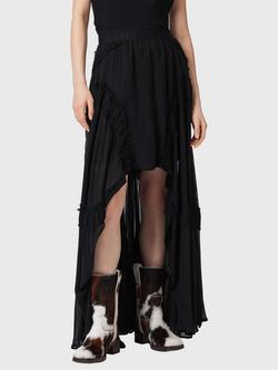 AllSaints Dorina Lace Tiered Maxi Skirt containing LENZING™ ECOVERO™ Viscose, Black, Black