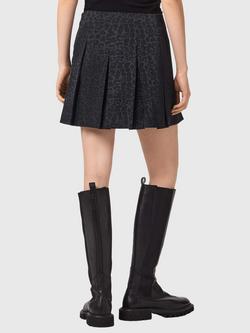 AllSaints Viola Leopard Print Mini Skirt, Black - view 2, Black