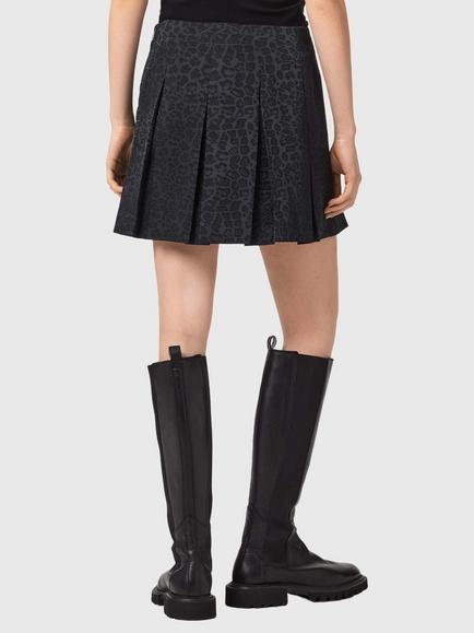 AllSaints Viola Leopard Print Mini Skirt, Black - view 2, Black