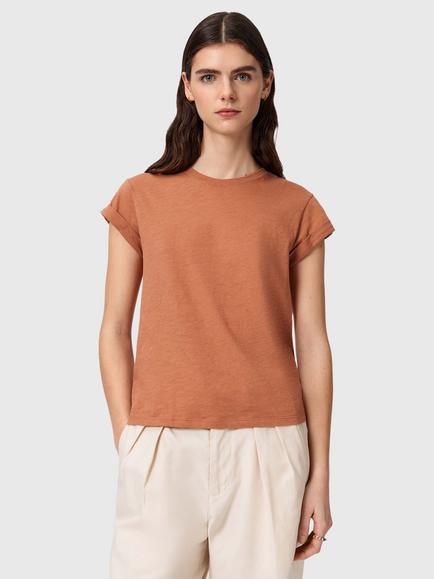 AllSaints Anna Crew Neck T-Shirt, Brown Mid, Brown Mid