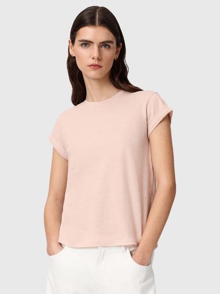 AllSaints Anna Crew Neck T-Shirt, Pink Mid, Pink Mid