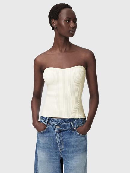 AllSaints Cruz Bandeau Top containing LENZING™ ECOVERO™ Viscose, White Natural, White Natural