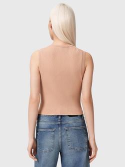 AllSaints Cruz Rib Knit Waistcoat containing LENZING™ ECOVERO™ Viscose, Pink Mid - view 2, Pink Mid