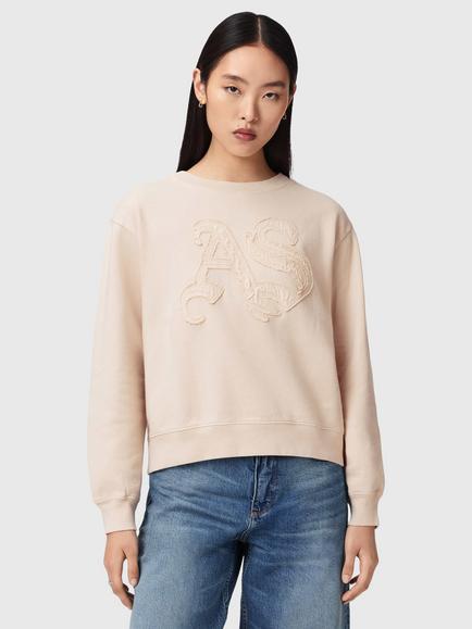 AllSaints Pippa Insignia Sweatshirt, Crystal Pink