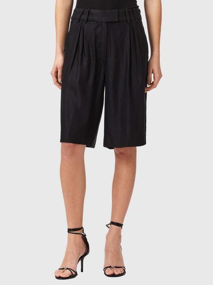 AllSaints Charley Linen Blend Shorts, Black, Black