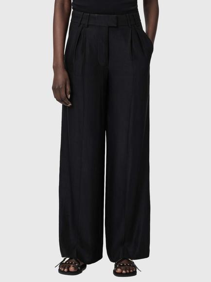 AllSaints Charley Linen Blend Trousers, Black, Black