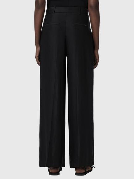 AllSaints Charley Linen Blend Trousers, Black - view 2, Black