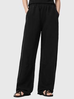 AllSaints Jett Linen Blend Trousers, Black, Black