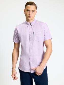 Ben Sherman Cotton Short Sleeve Oxford Shirt, Purple, Purple