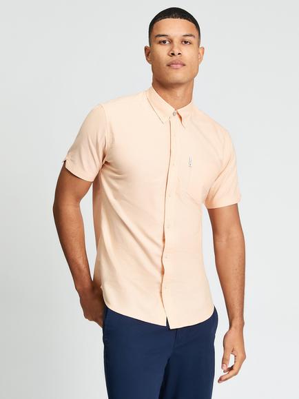 Ben Sherman Signature Short Sleeve Cotton Shirt, New Orange, New Orange