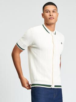 Ben Sherman Cotton Open Texture Short Sleeve Button Through Shirt, Ivory, Ivory