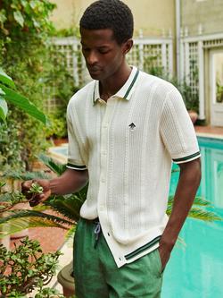 Ben Sherman Cotton Open Texture Short Sleeve Button Through Shirt, Ivory - view 2, Ivory