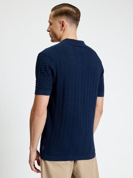 Ben Sherman Cotton Regular Fit Short Sleeve Open Neck Polo Shirt, Dark Navy - view 2, Dark Navy