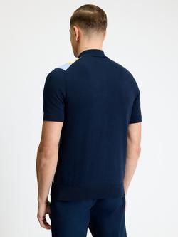 Ben Sherman Cotton Vertical Stripe Polo Shirt, Dark Navy/Multi - view 2, Dark Navy/Multi